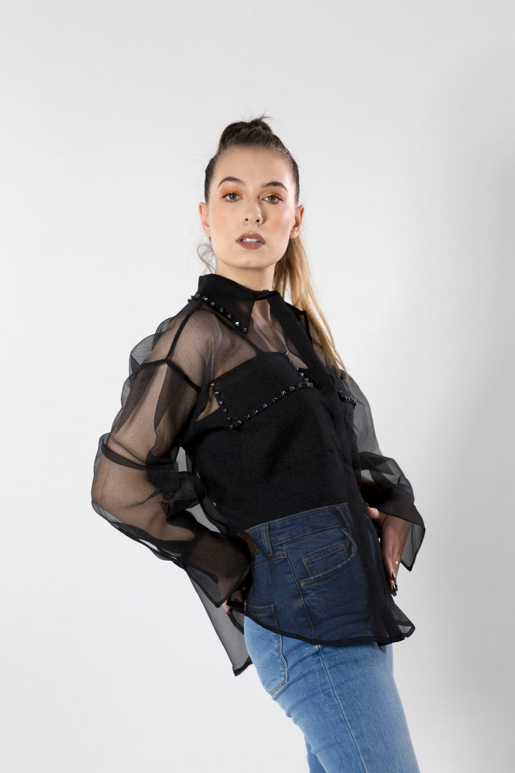 Studs Sheer Blouse